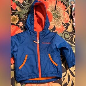 Columbia Baby Dinosaur Jacket Blue Orange Fleece Lined 6–12M